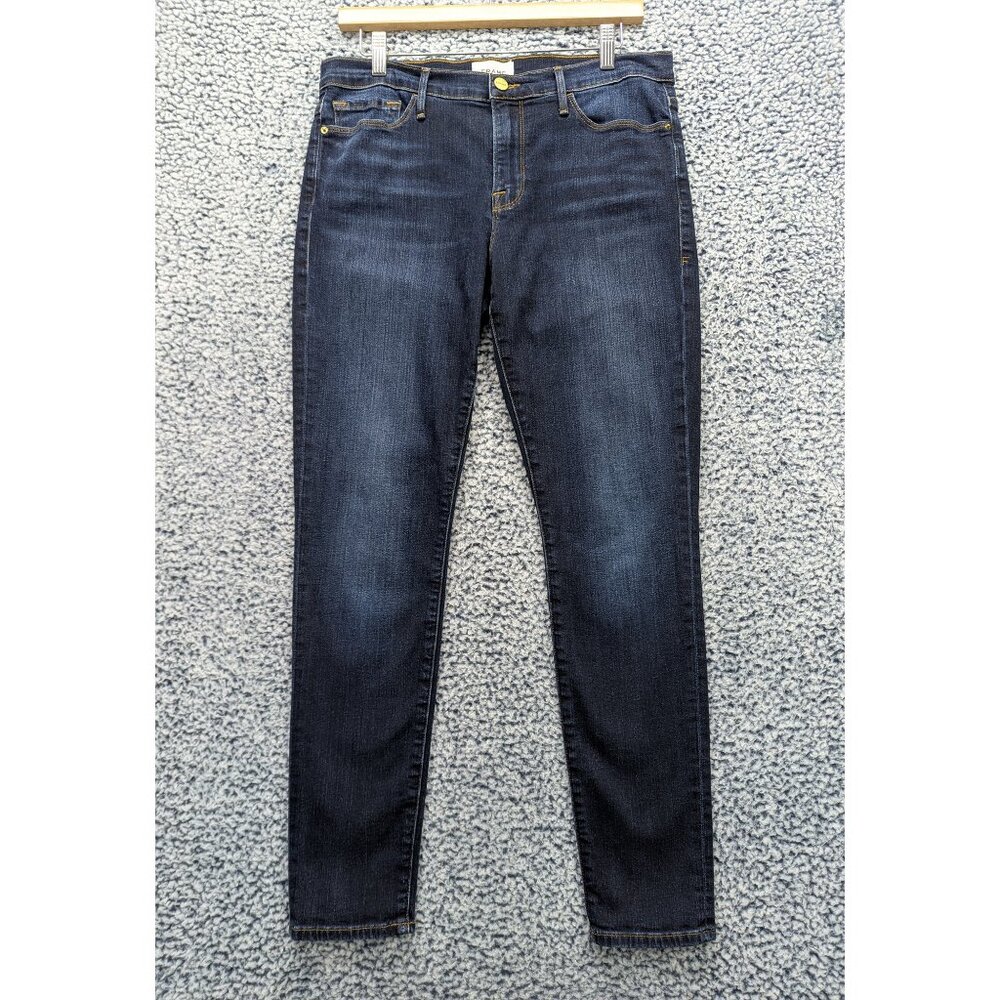 Frame Denim Le Skinny De Jeanne Jeans Size 31 Crop Ankle Wellington Dark Wash